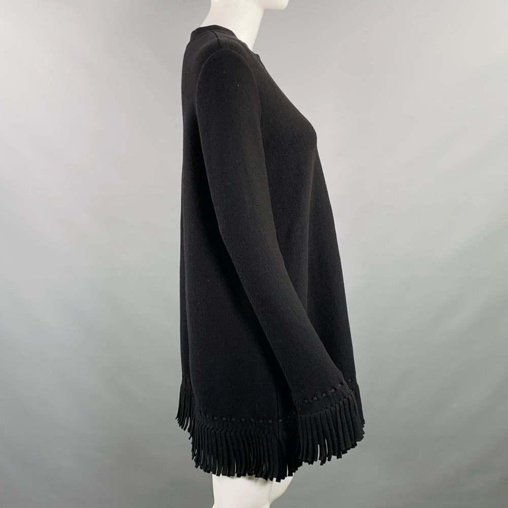 ALAIA Black Wool Blend Fringe Trim Mini Dress - Picture 3 of 6